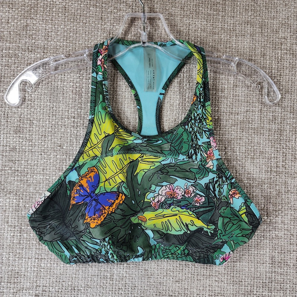 Outdoor Voices Sports Bra Swim Top Womens S Blue Butterfly Tropical Padded